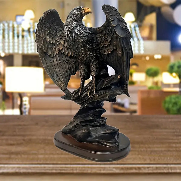 Majestic Black Eagle Resin Sculpture