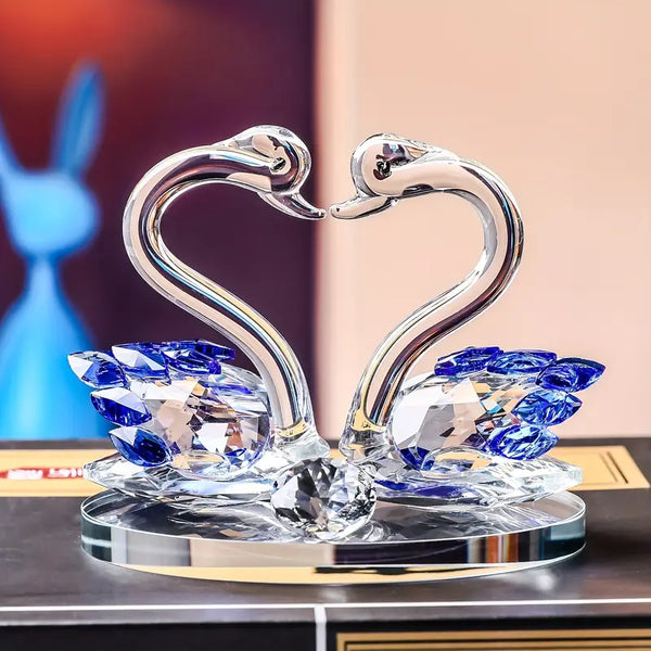 Elegant Crystal Swan Couple Figurine
